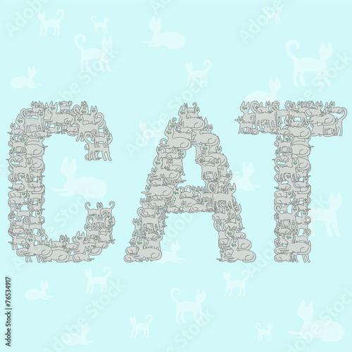 word cat. vector background