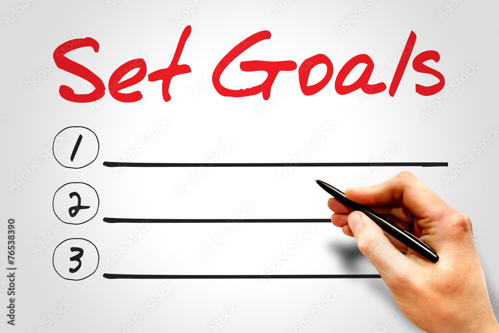 SET GOALS blank list, business concept SET GOALS blank list, business concept