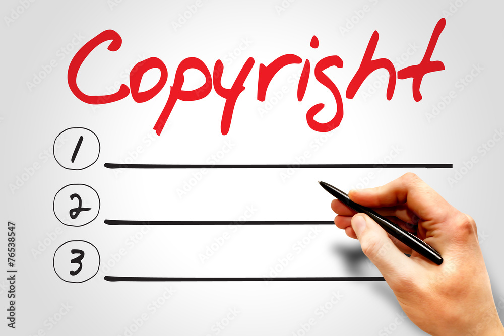 Copyright blank list, business concept Copyright blank list, business concept