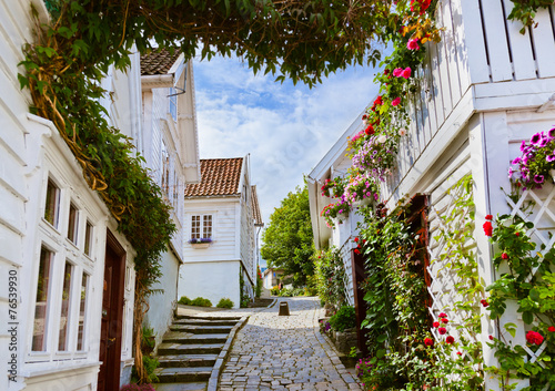 Street in old centre of Stavanger - Norway photo