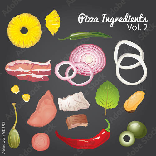 Pizza ingredients and supplies. Vector mega set. Volume 2.