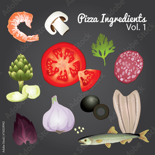 Pizza ingredients and supplies. Vector mega set. Volume 1.