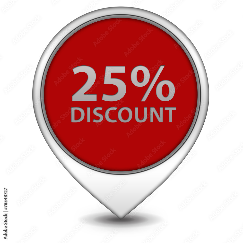 Discount 25 pointer icon on white background Discount 25 pointer icon on white background