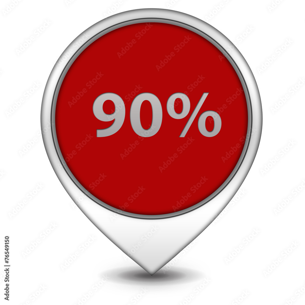 Ninety percent pointer icon on white background Ninety percent pointer icon on white background