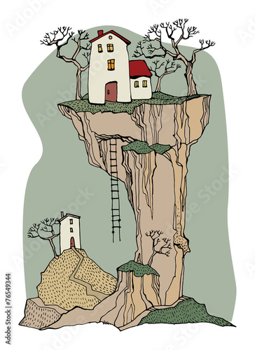 Cartoon village, fairy tale, vector