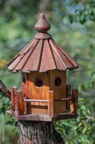 detailed bird house on a green background