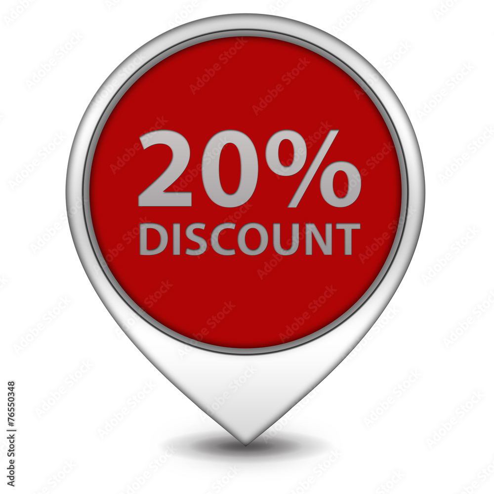 Discount twenty percent pointer icon on white background Discount twenty percent pointer icon on white background