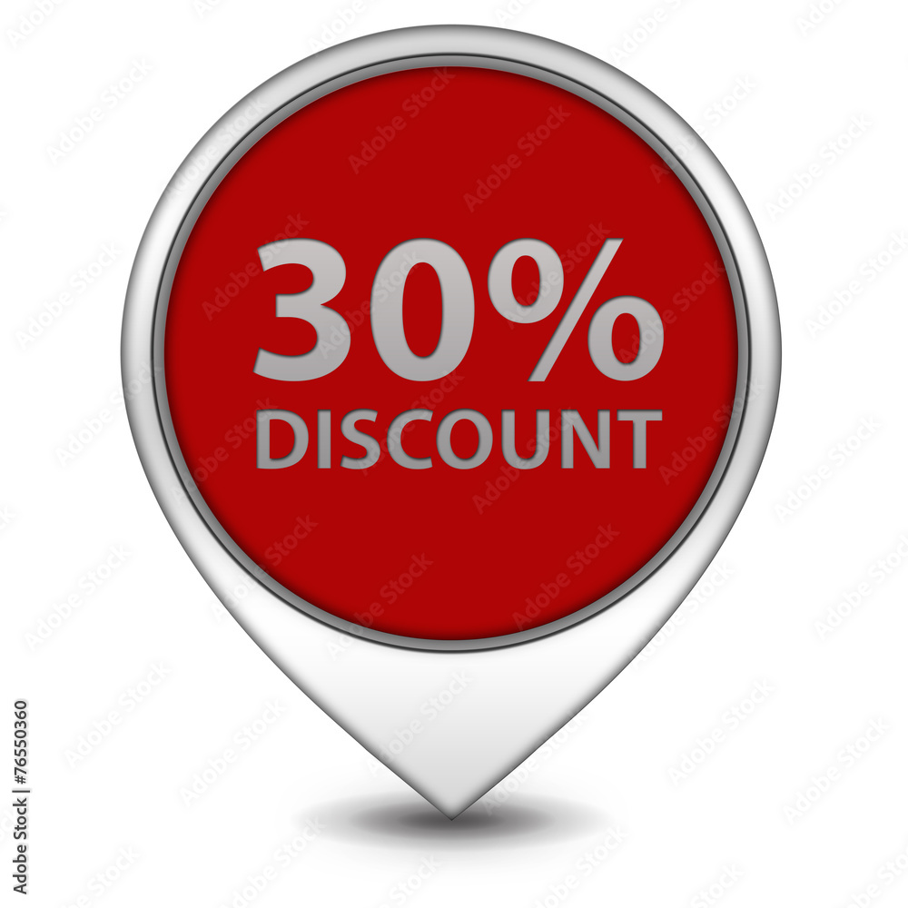 Discount thirty percent pointer icon on white background Discount thirty percent pointer icon on white background