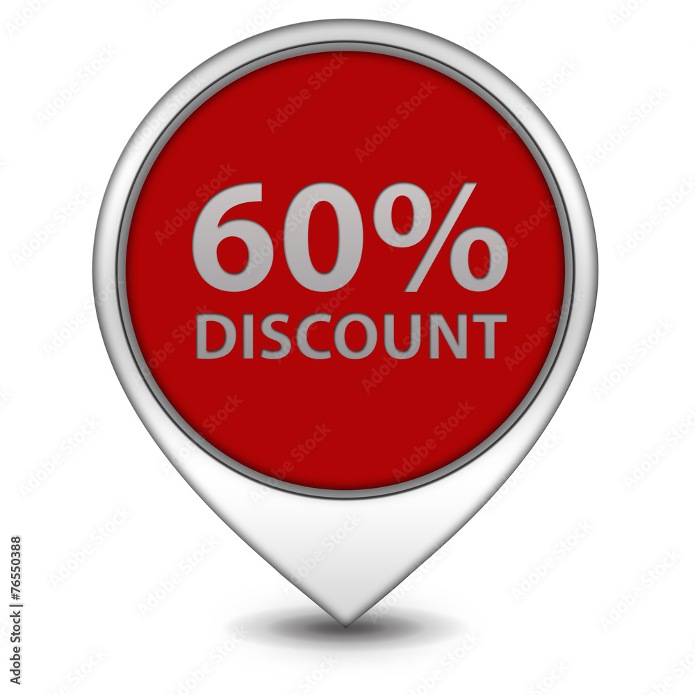 Discount sixty percent pointer icon on white background Discount sixty percent pointer icon on white background