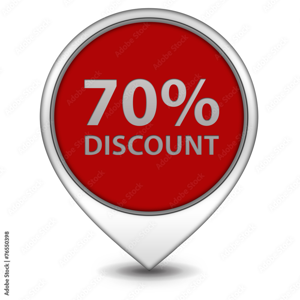 Discount seventy percent pointer icon on white background