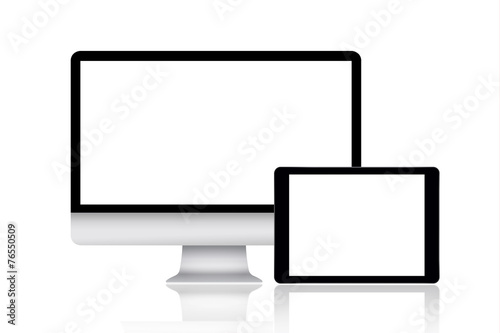 Tablet and desktop computer monitor photo