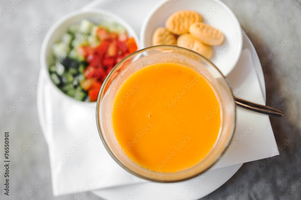 Directly above shot of pumpkin soup Directly above shot of pumpkin soup
