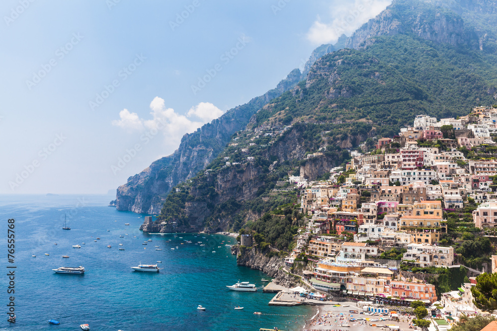 View of Positano and the Mediterranean Sea