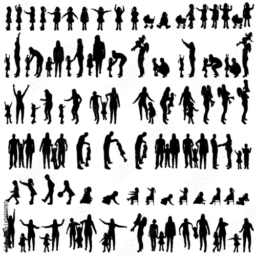 Vector silhouettes of family.