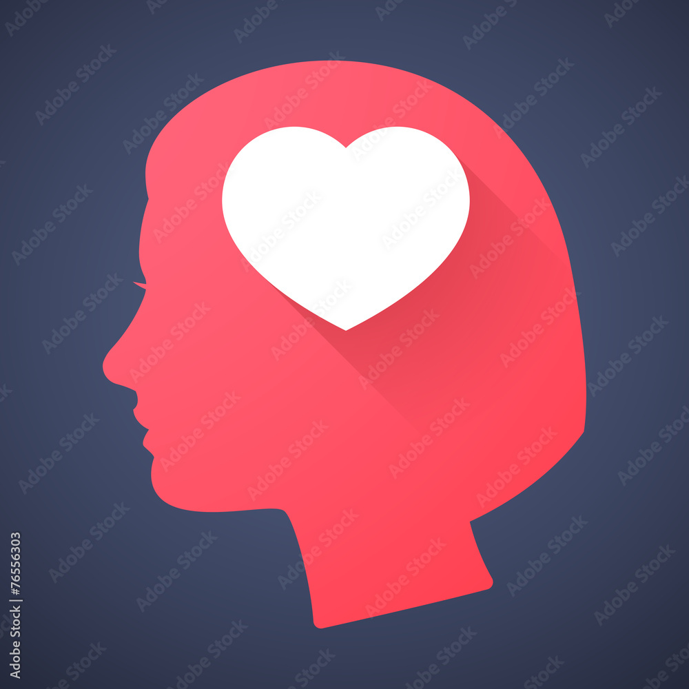 Female head silhouette icon with a heart Female head silhouette icon with a heart