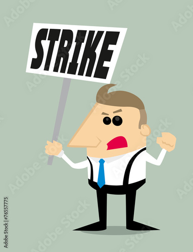 Cartoon businessman in strike