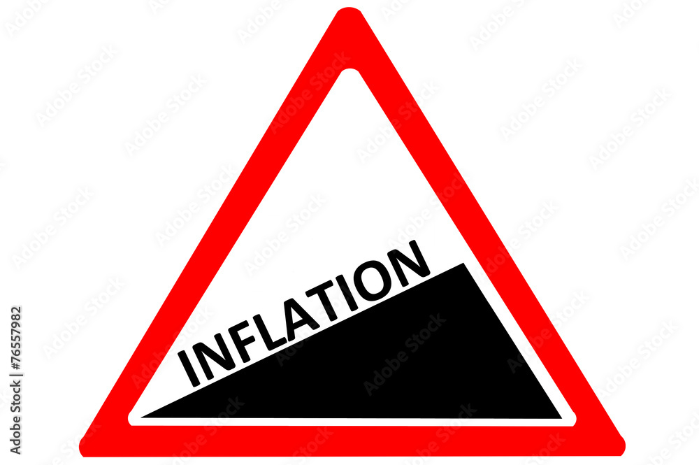 Inflation increasing warning road sign isolated on white Inflation increasing warning road sign isolated on white