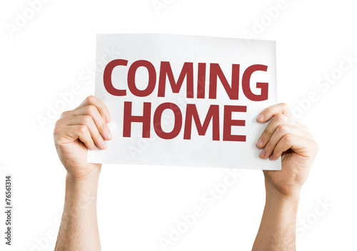 Coming Home card isolated on white background