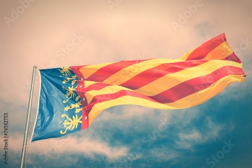 Valencian Community flag. Cross processed color tone. photo