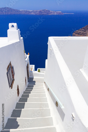 White architecture details of Santorini island in Greece