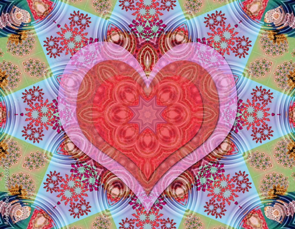 Peacocks and hearts mandala of love