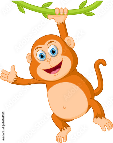 Cute monkey cartoon hanging