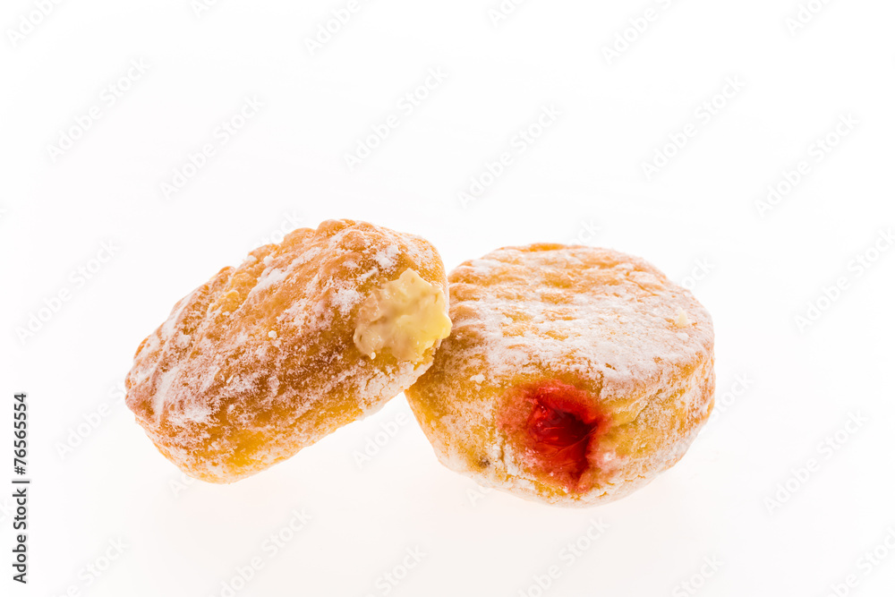 closeup donut on white background