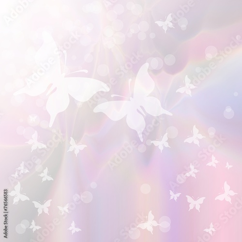 Soft pastel background with swarm of butterflies
