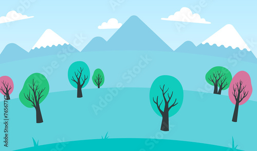 Background of colorful trees in a spring landscape