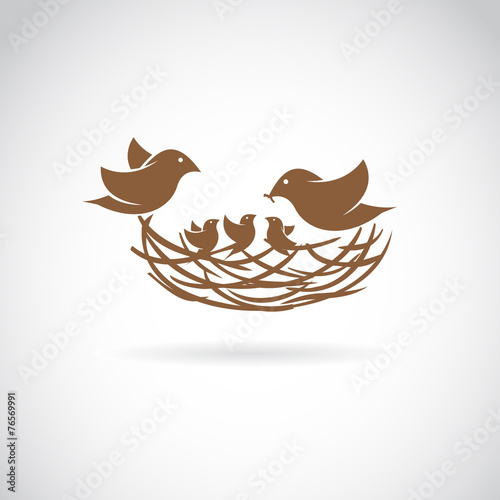 Vector image of an birds family in love