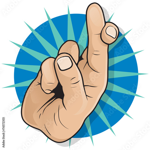 Vintage Pop Art Fingers Crossed Sign.