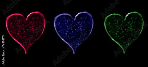 Three Heart Bokeh black