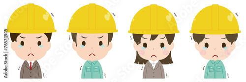 作業員　顔　セット　我慢