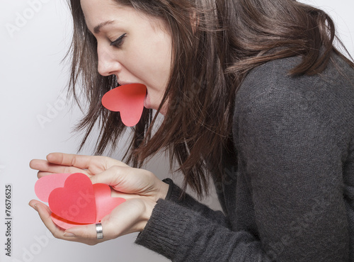 Girl sick of love vomiting hearts photo