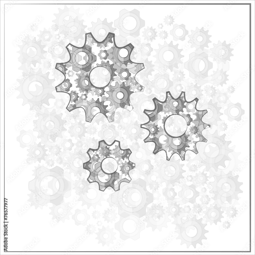 white background, gears, cog and mechanism vector isolation