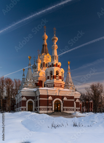 Russian church in sunset