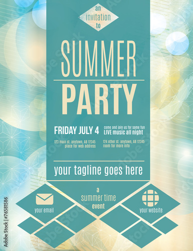 Modern style summer party flyer template