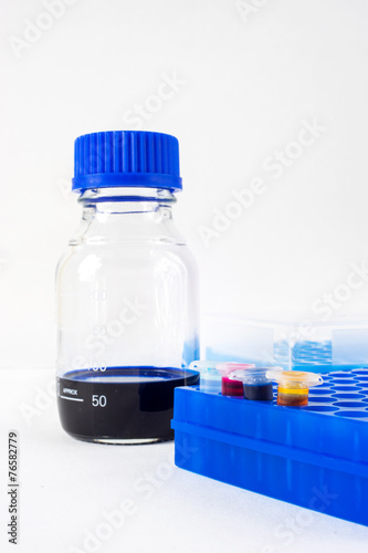Laboratory flask and eppendorf tubes