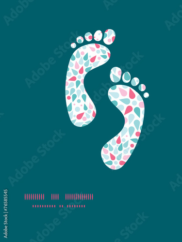 Vector abstract colorful drops footprints silhouettes pattern