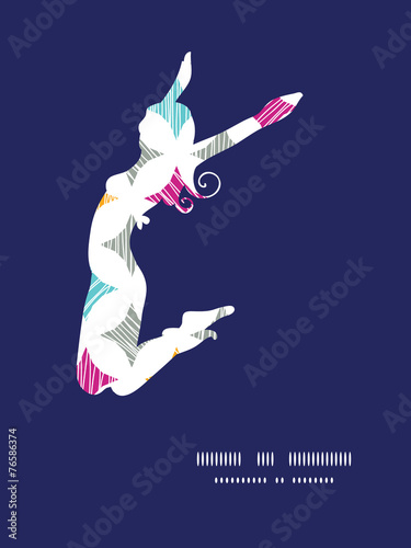 Vector colorful marble textured tiles jumping girl silhouette