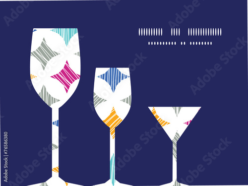 Vector colorful marble textured tiles three wine glasses