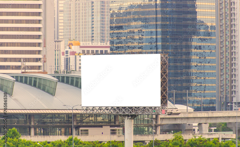 Obraz premium large blank billboard with city view background