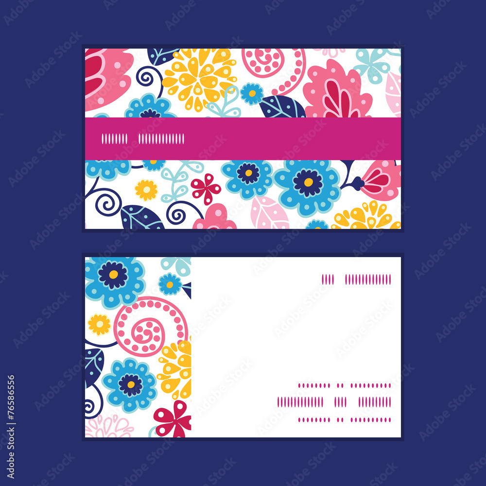 Vector fairytale flowers horizontal stripe frame pattern