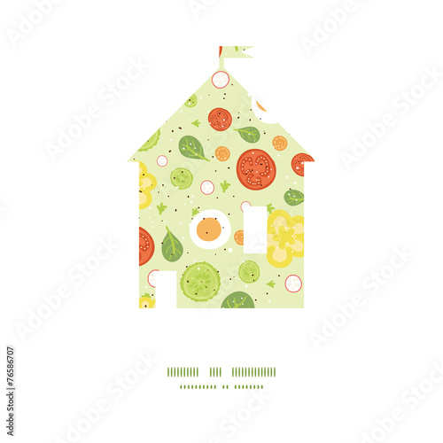 Vector fresh salad house silhouette pattern frame