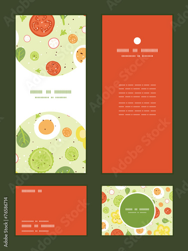 Vector fresh salad vertical frame pattern invitation greeting