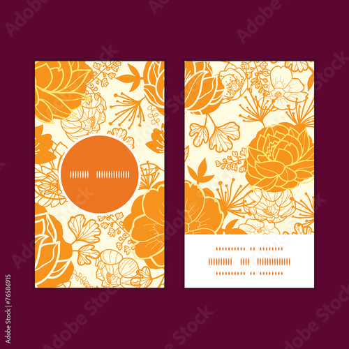 Vector golden art flowers vertical round frame pattern business