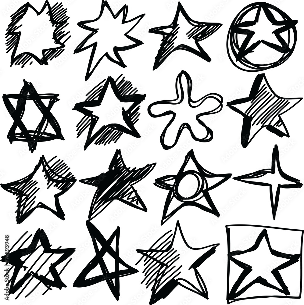 Star doodles, hand drawn  illustration
