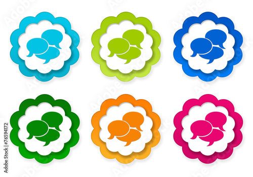 Set of colorful stickers icons with bubble speeches symbol