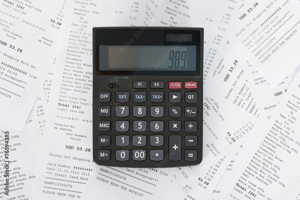 Calculator and Receipts With Costs