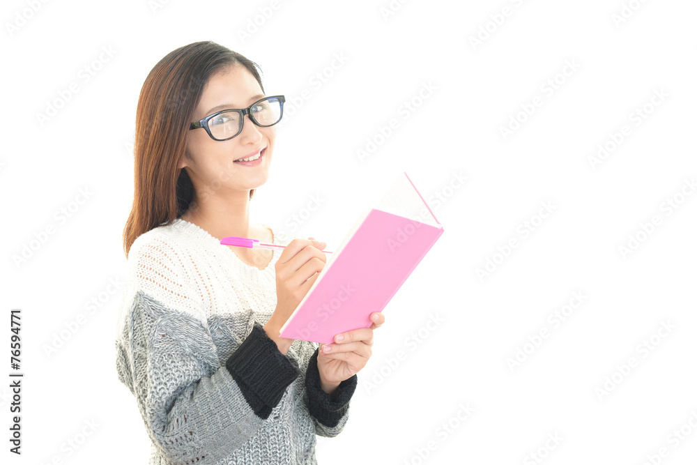 メモを取る女性 メモを取る女性